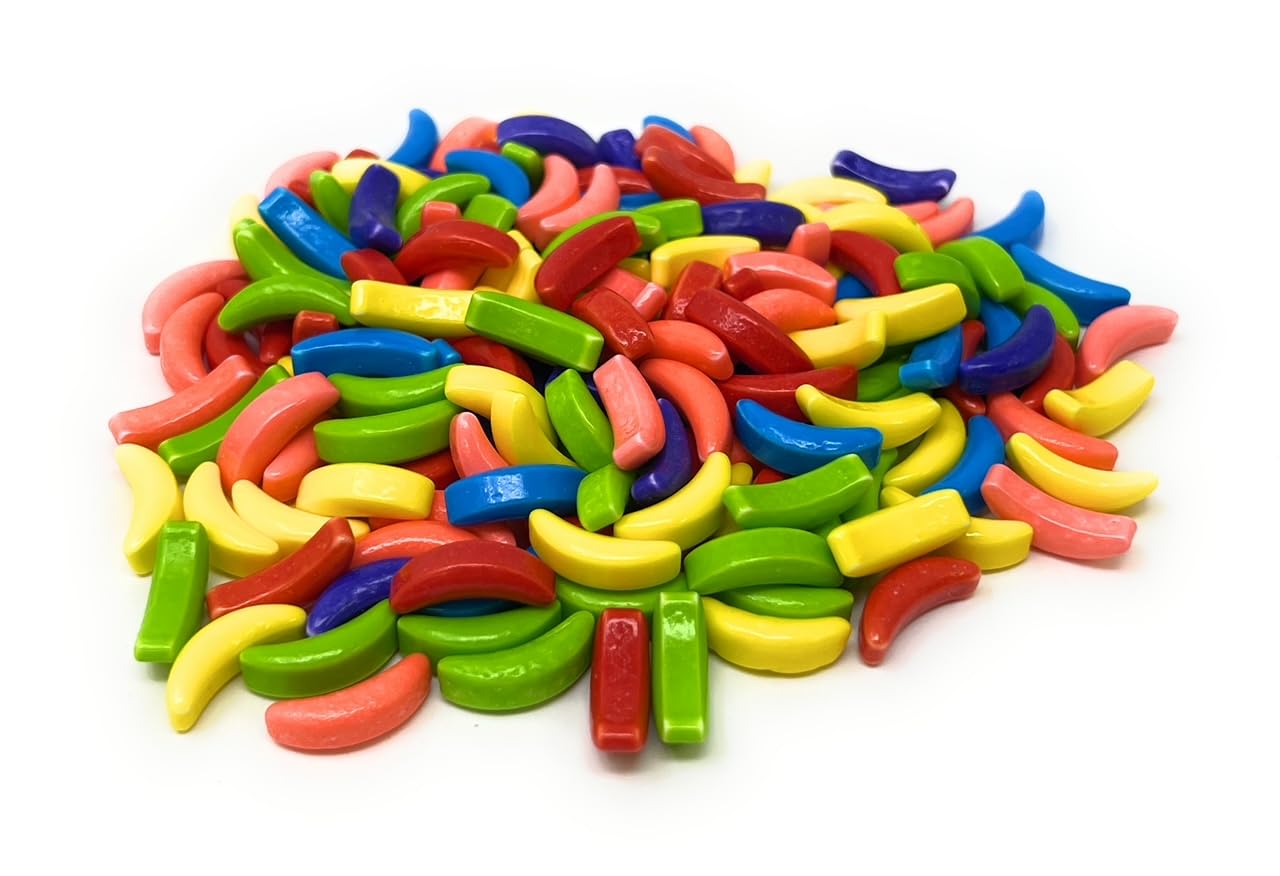 Banana Shaped Candy, Crazy Rainbow Assortment, 3 Pounds Bulk