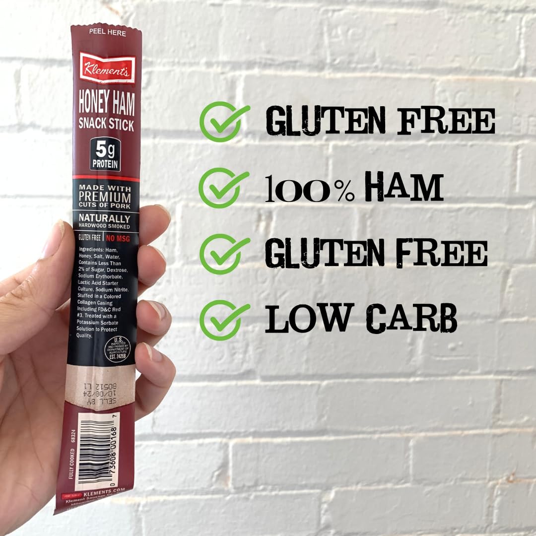 Sweet Honey Ham Meat Sticks 26Pc | 100% Ham, High Protein, Low Carb, Keto, Gluten Free, No Msg, Healthy Snack Stick | Individual
