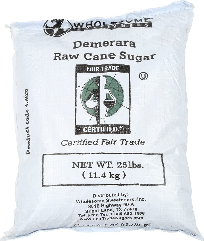 Wholesome Sweeteners Fair Trade Demerara Sugar, 25 lb, Single Unit, (Packaging May Vary)