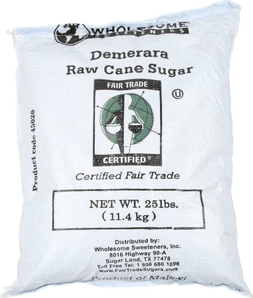 Wholesome Sweeteners Fair Trade Demerara Sugar, 25 lb, Single Unit, (Packaging May Vary)