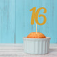Donoter 50Pcs 16Th Cupcake Toppers Gold Glitter Number 16 Cake Picks For Birthday Anniversary Party Decoration