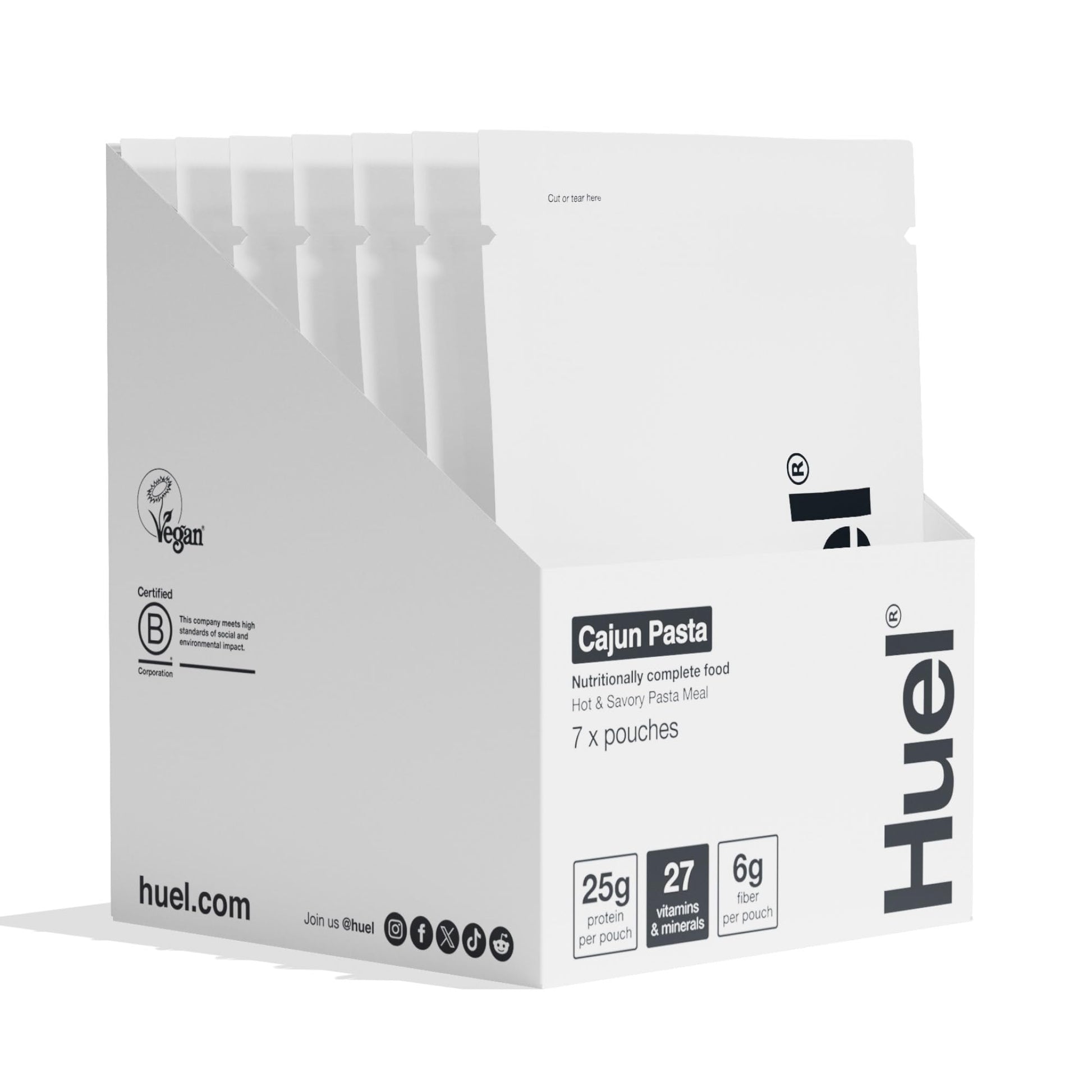 Huel Hot and Savory Meal Packs | Cajun Pasta | Up to 25g Protein Plant Based Instant Meal | 27 Vitamins and Minerals | 100% Nutr