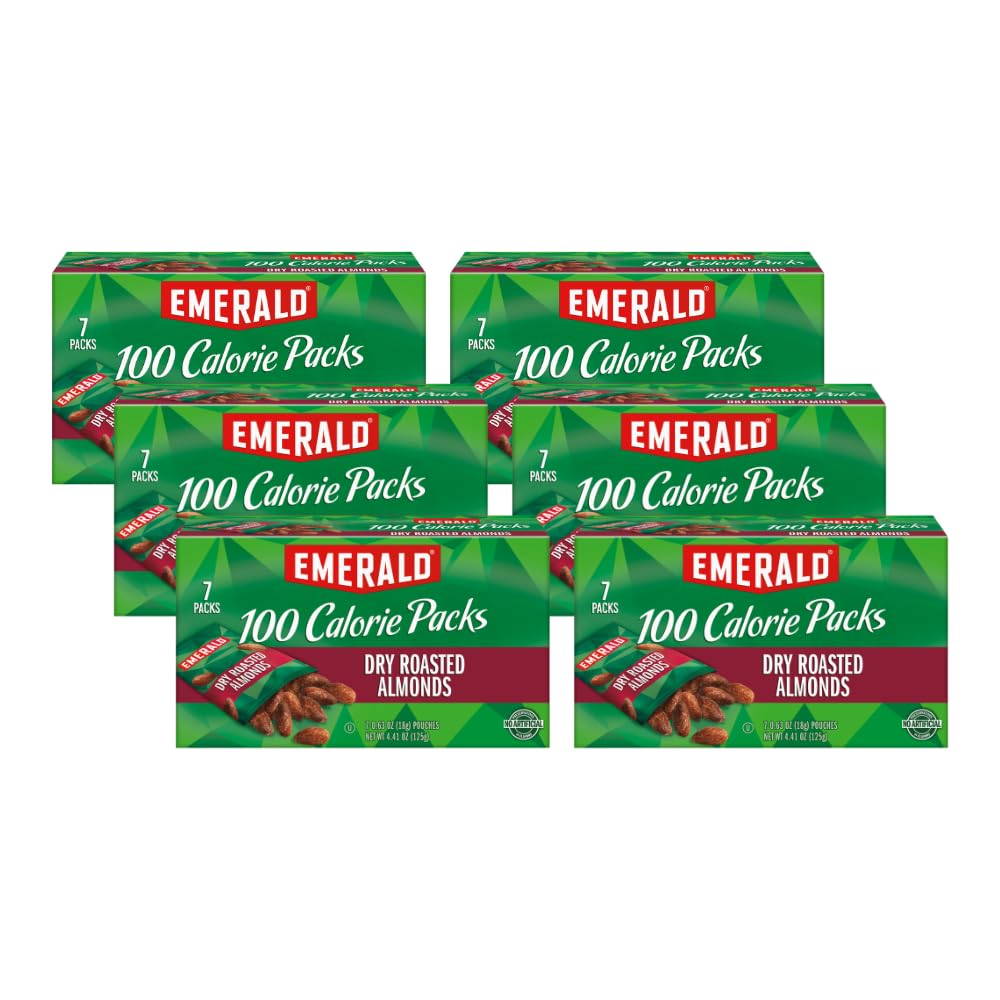 Emerald Dry Roasted Almonds, 100-Calorie Packs, 4.41 Ounce (Pack of 6)