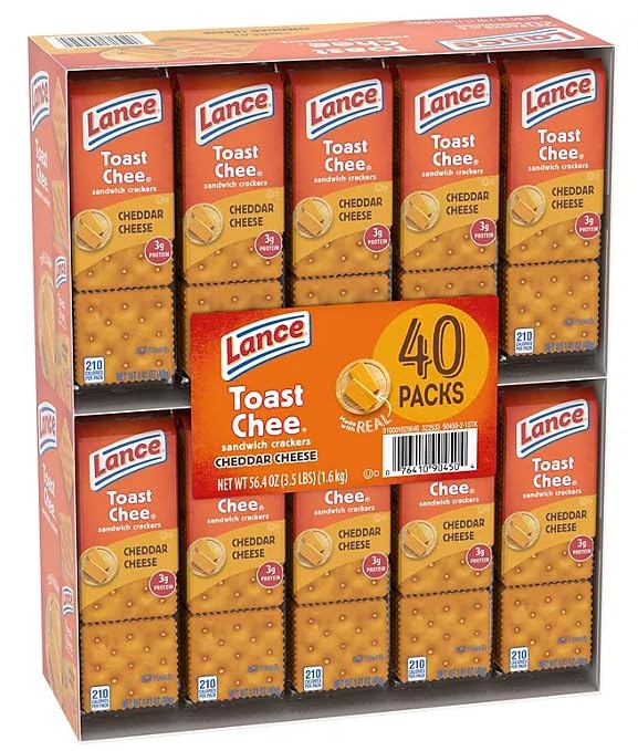 Lance, Cheddar Cheese Crackers, 1.41 oz., 40 pk.