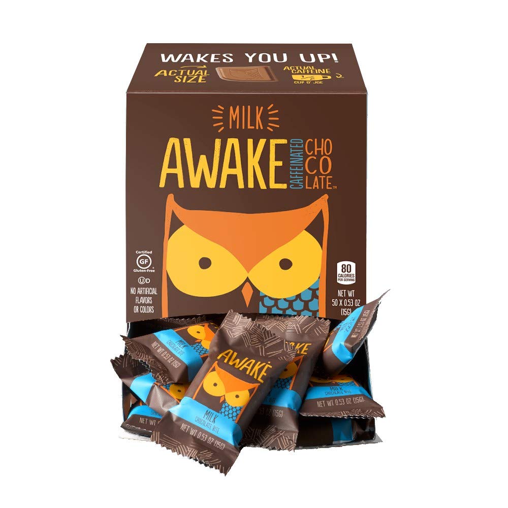 AWAKE Caffeinated Chocolate Energy Bites, Milk Chocolate, 50 Count, Brown