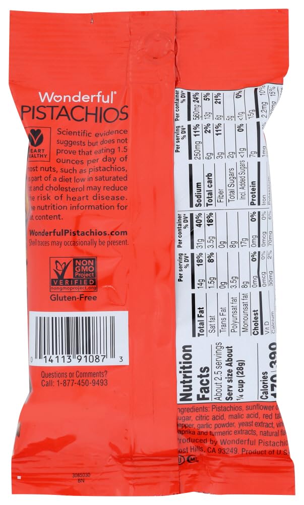 Wonderful No Shell Chili Roasted Pistachios, 2.25 Ounce -- 24 Per Case.
