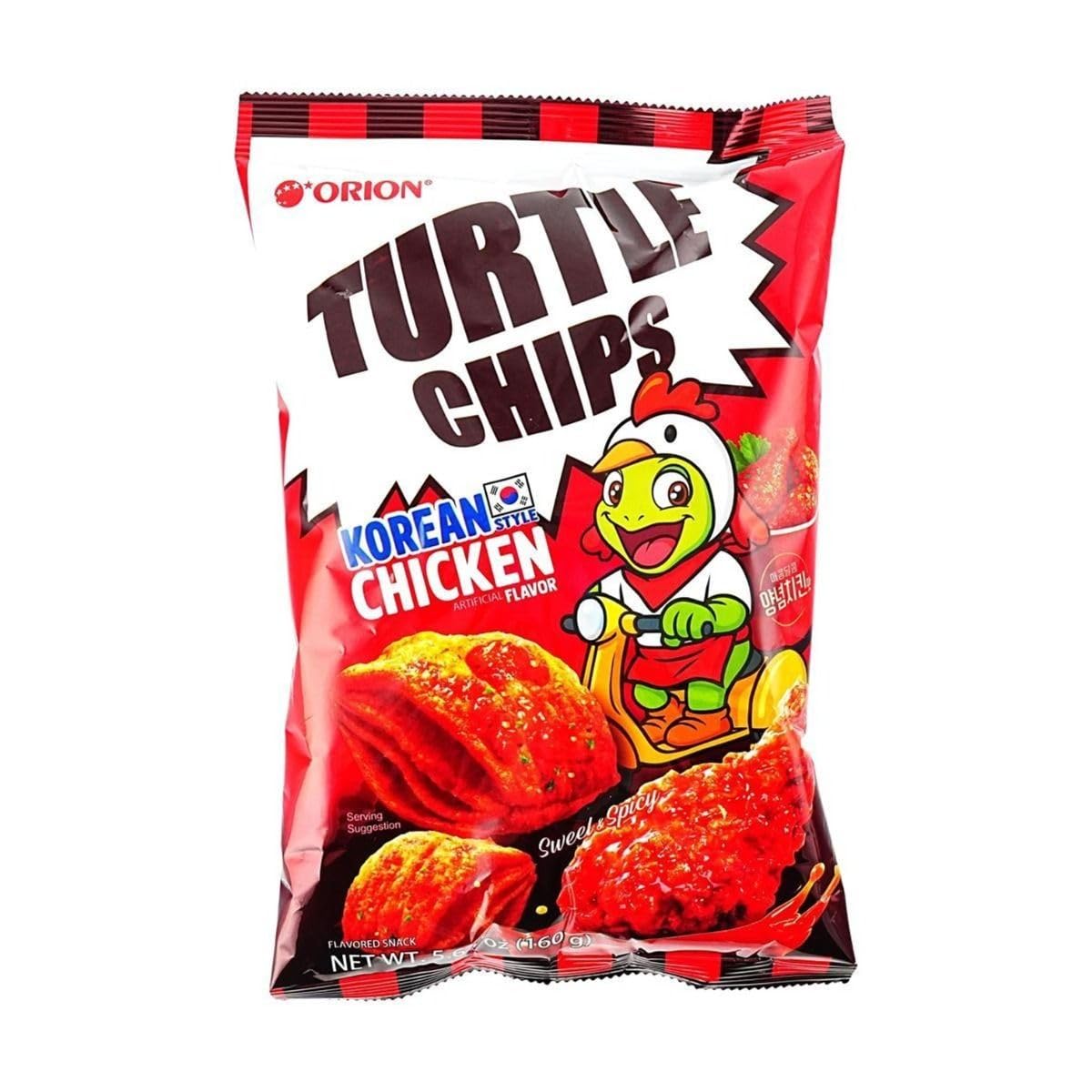 Orion Turtle Chips, 4 Layered Crispy Structure, 5.65 oz, Korean Snack Pack Of 6 (Pack of 6, Korean Chicken)
