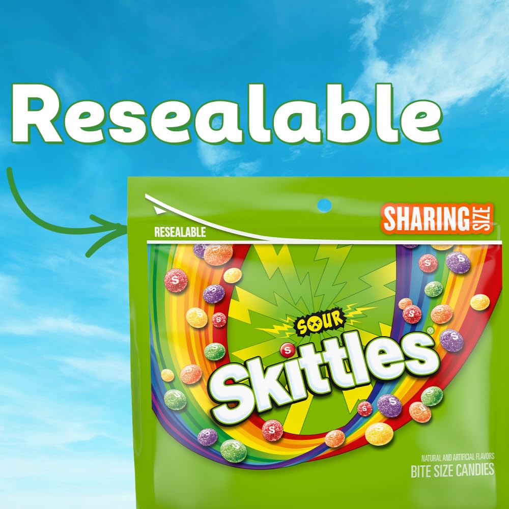Skittles Sour Chewy Candy Bulk Pack - Share Size, 13.7 Oz Bags (Pack Of 6), Tangy Fruit Flavors (Sour Strawberry, Lime, Lemon, O