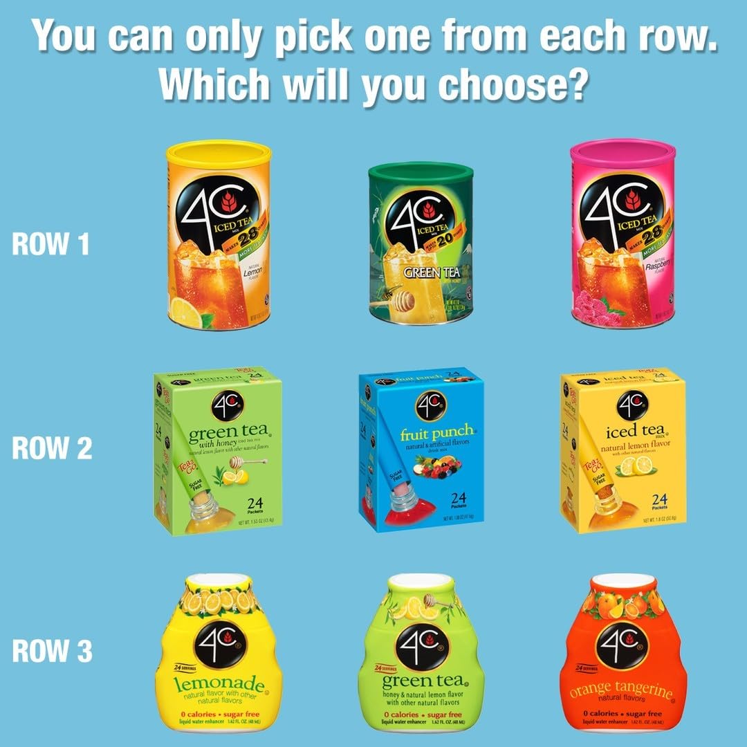 4C Sugar Free A Liquid Water Enhancer 12 Pack, Premium Natural Flavors, 0 Calories (Green Tea, 1.62 Ounce (Pack Of 12))