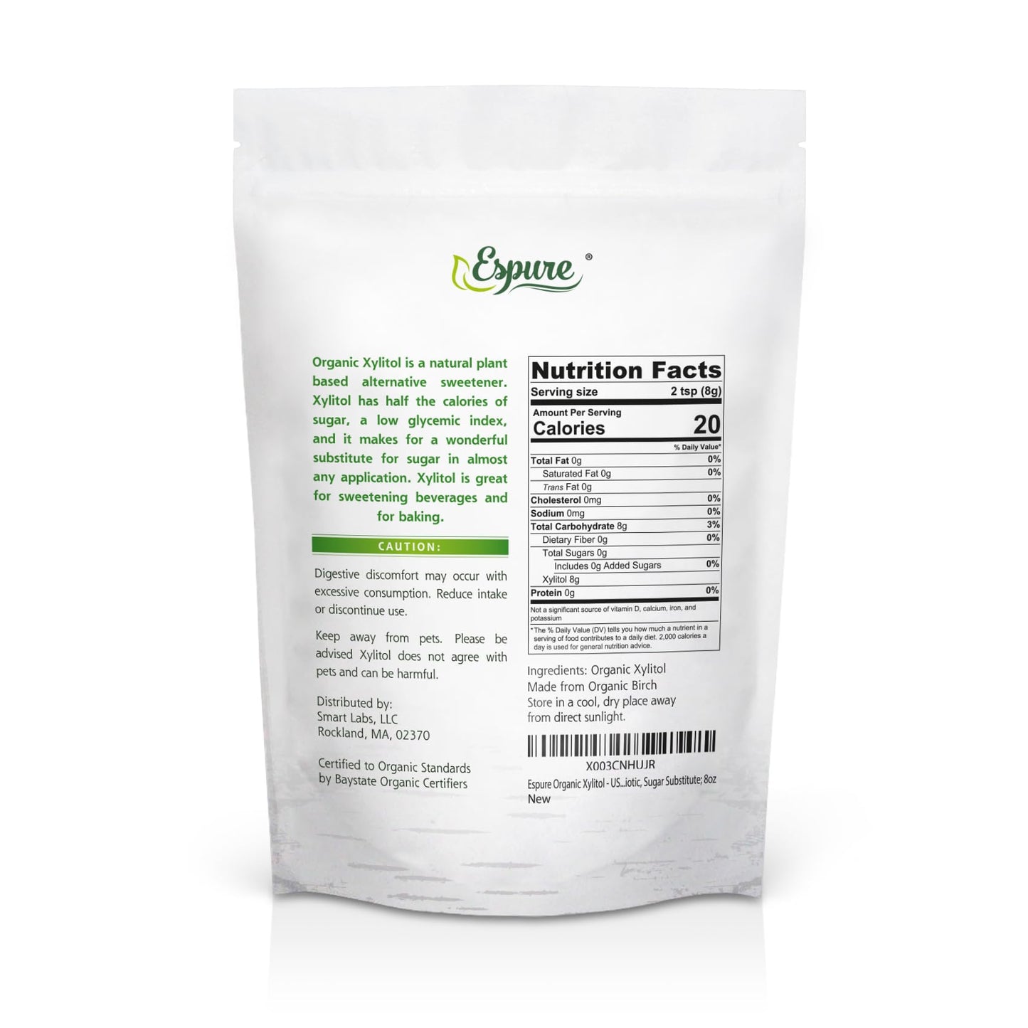 Espure Organic Birch Xylitol Sweetener, Keto Friendly, Low Glycemic, 8 oz