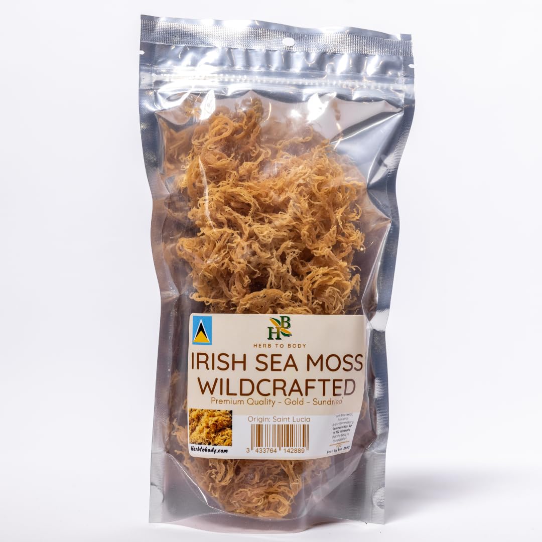Irish Sea Moss | Gold | Saint Lucia | 100% Wildcrafted, Raw, Sun Dried | Premium Quality | With Over 90 Minerals And Vitamins, N