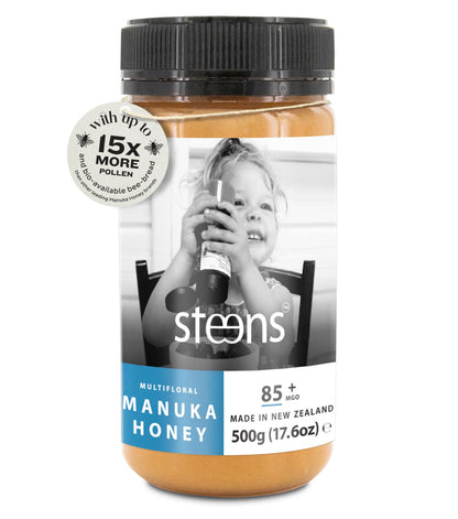 Steens Manuka Honey - MGO 85+ - Pure & Raw 100% Certified multifloral Manuka Honey - Bottled and Sealed in New Zealand - 17.6 oz
