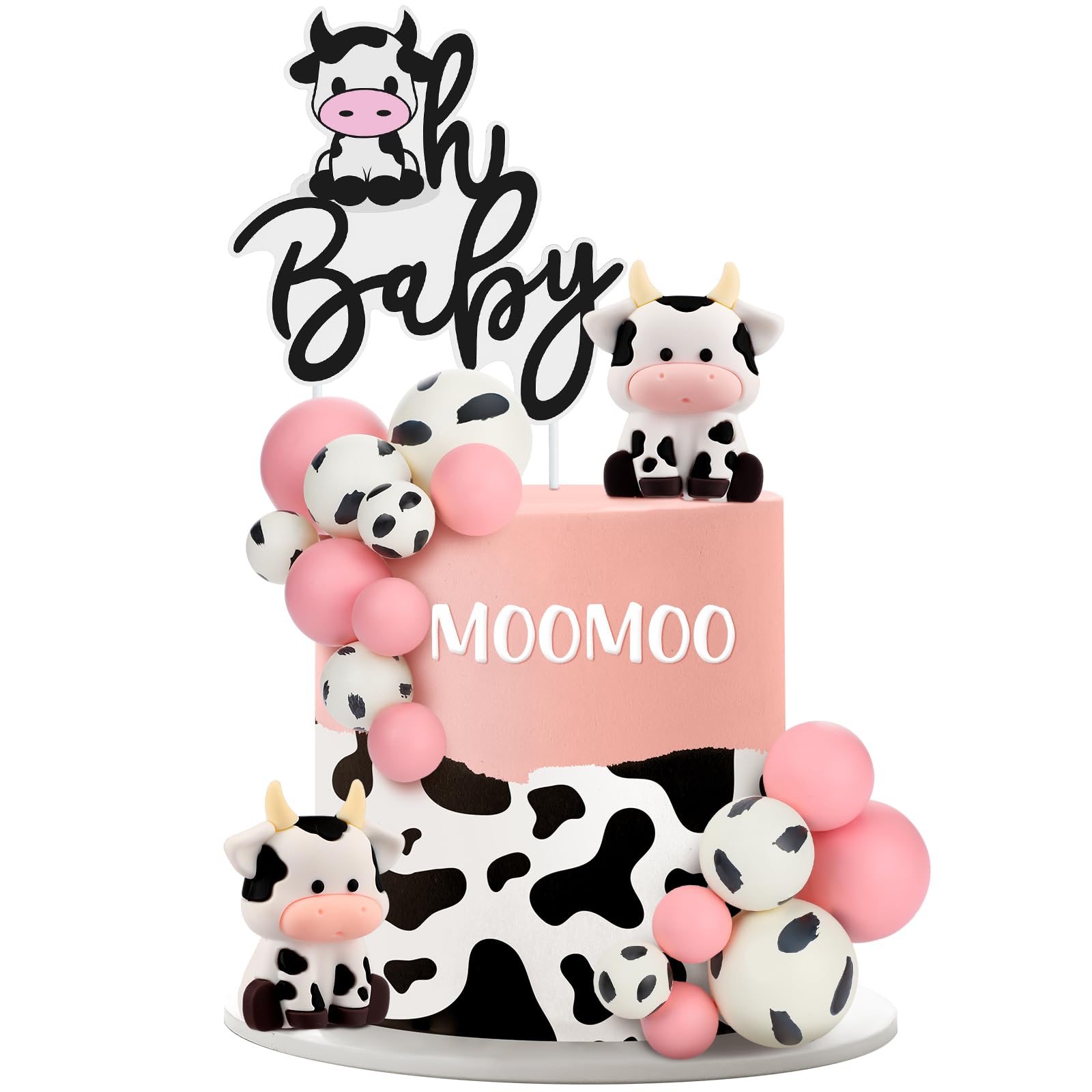 Pinkunn 13 Pcs Cow Baby Cake Topper Farm Cake Decor Cow Cake Decorations With Cow Miniature Figurines Animal Birthday Party For