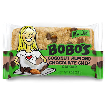 Bobos Oatmeal Bars Coconut Almond Chocolate Chip Gluten Free Vegan Whole Grain Pack of 12