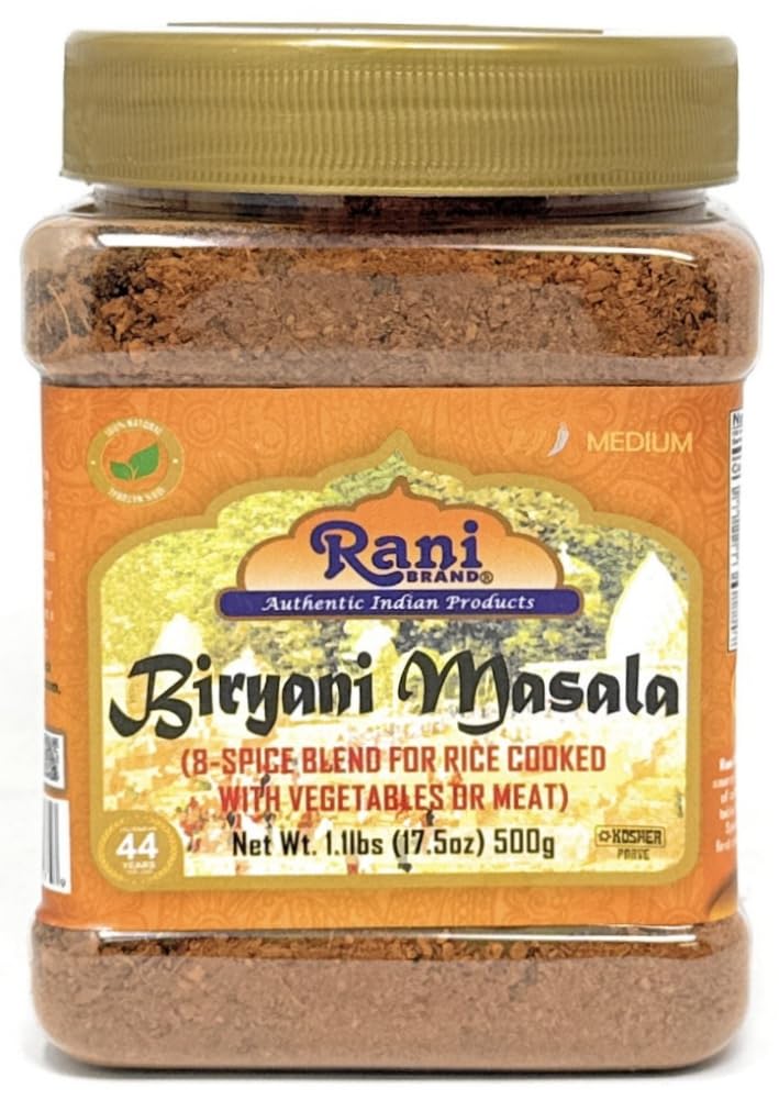 Rani Biryani Masala Curry (7-Spice Blend for Indian Rice Dishes, Pullao/Pilau) 17.5oz (1.1lb) 500g PET Jar ~ All Natural | Vegan