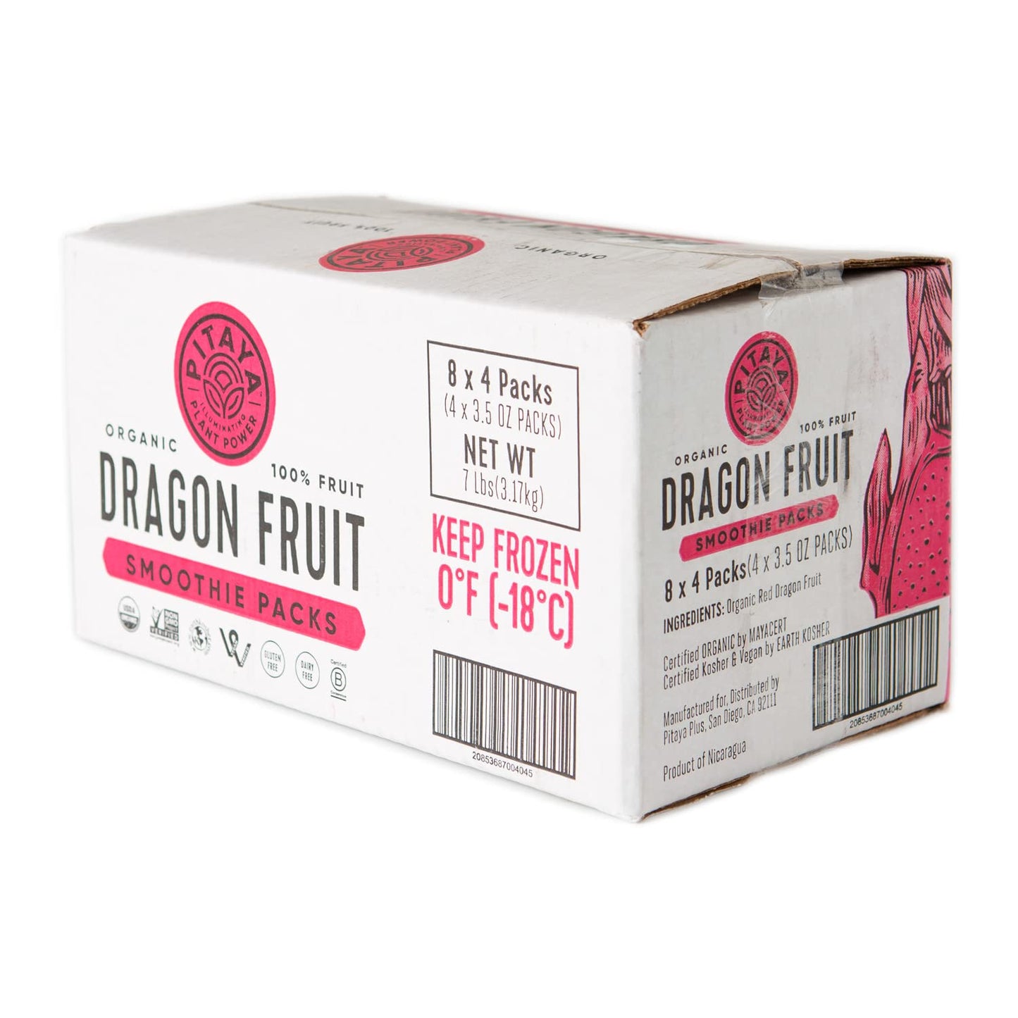 Pitaya Foods - Organic Dragon Fruit Smoothie Packs, Pre-Packaged Frozen Fruit Pur  E, No Added Sugar Or Preservatives, Good Sour