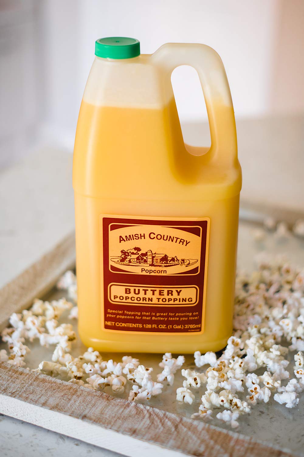 Amish Country Popcorn Buttery Popcorn Topping 1 Gallon, 128 Fl Oz, Perfect for Movie Nights and Snack Time
