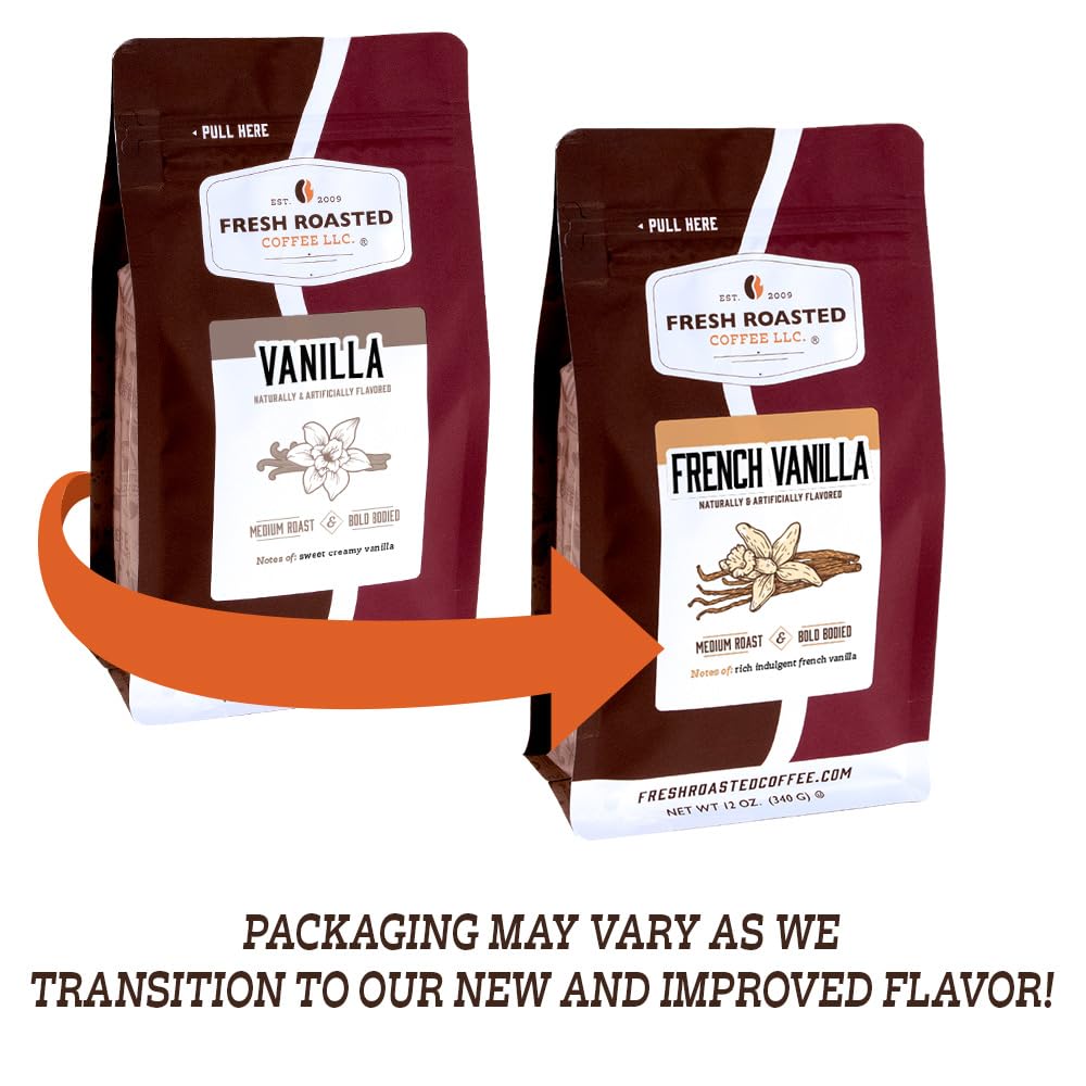 Fresh Roasted Coffee, Vanilla Flavored Coffee, 12 Oz, Medium Roast, Kosher, Ground