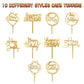 10-Pack Happy Birthday Cake Toppers,Gold Cake Toppers Acrylic Birthday Cake Supplies,4Inchx6Inch (Gold)