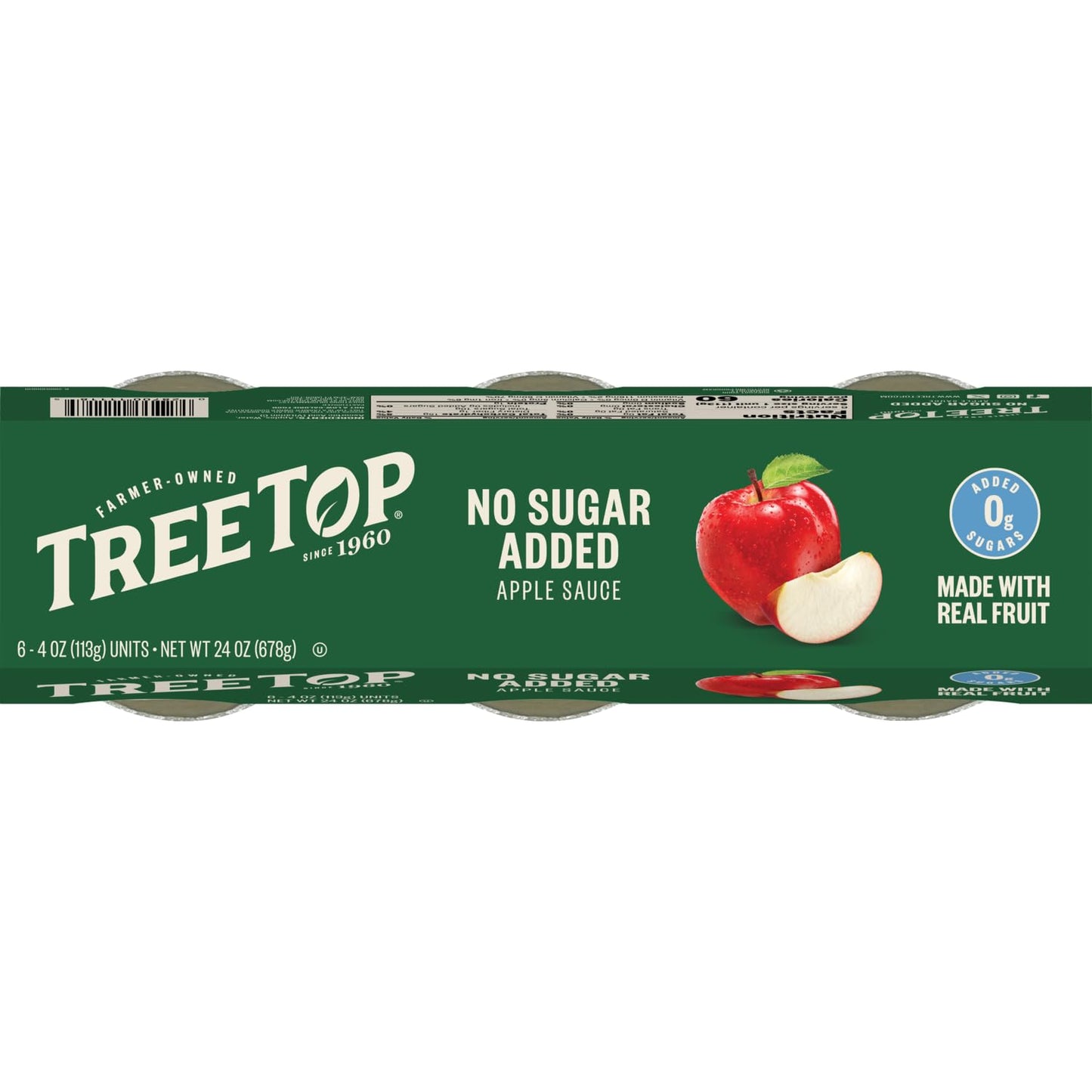 Tree Top Apple Sauce Organic No Sugar Added, 6 Count (Pack Of 6)