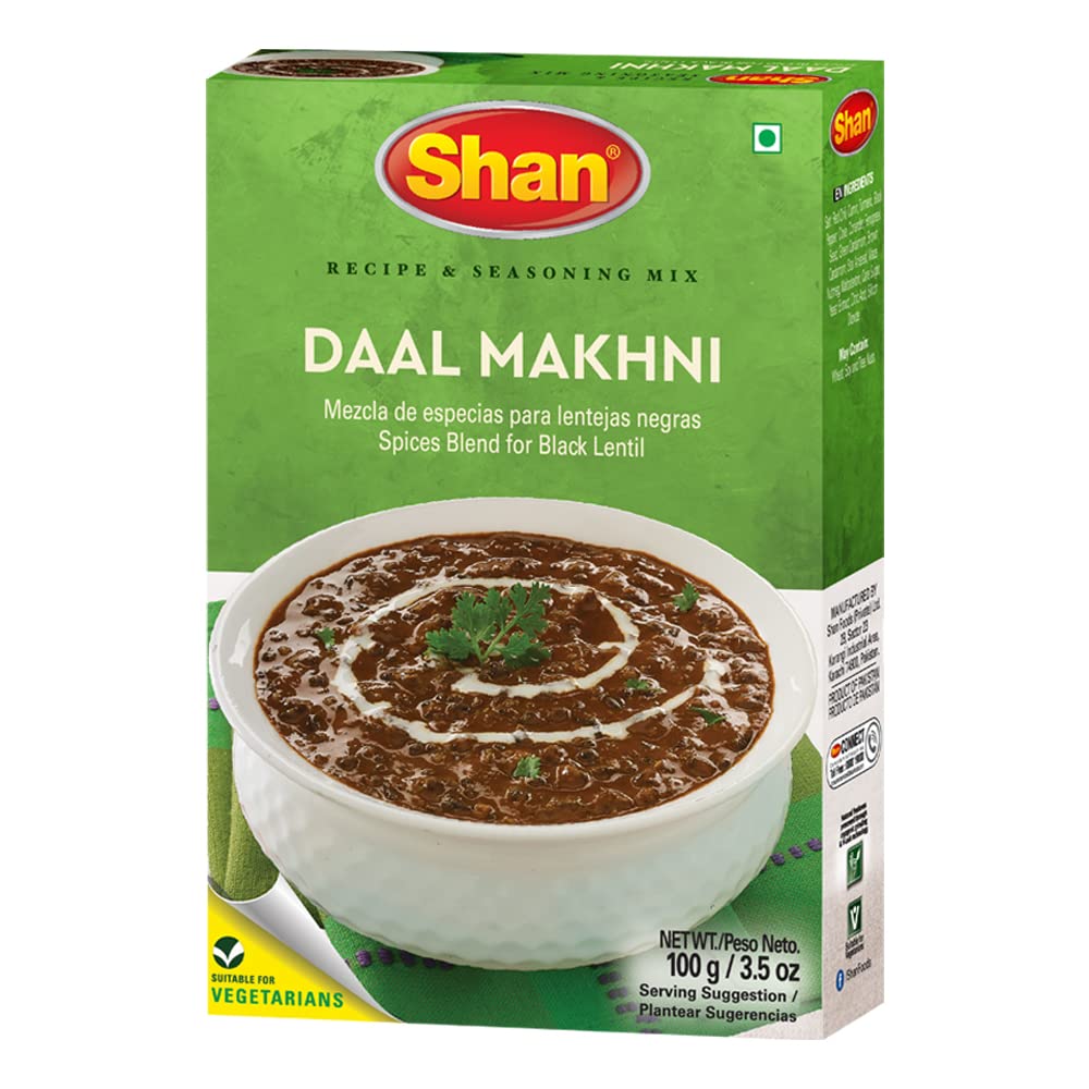 Shan Daal Makhni Recipe & Seasoning Mix 100g (3.52oz) Pack of 1 - Spice Blend for Black Lentil - Suitable for Vegetarians - Airt