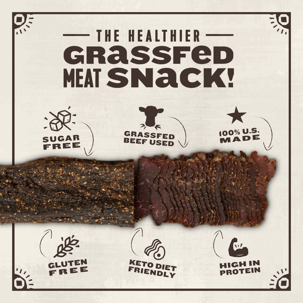 True Jerky Biltong Slab - Grass Fed Beef Jerky, High Protein, Gluten Free, 8 oz, Pack of 1