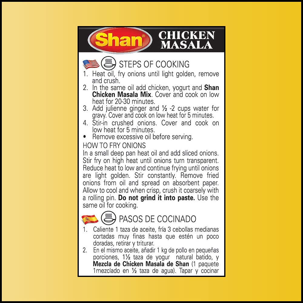 Shan - Chicken Masala Seasoning Mix (50G) - Seasoning Packets For Chicken In Yogurt Sauce (Pack Of 6)