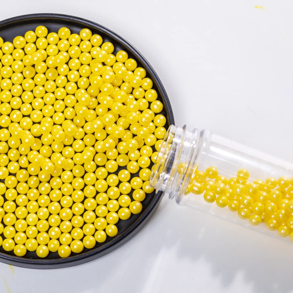 NIPEOR Yellow Edible Pearls for Baking, Cake & Cookie Sprinkles, 130g, 7mm Size, Perfect for Decoration