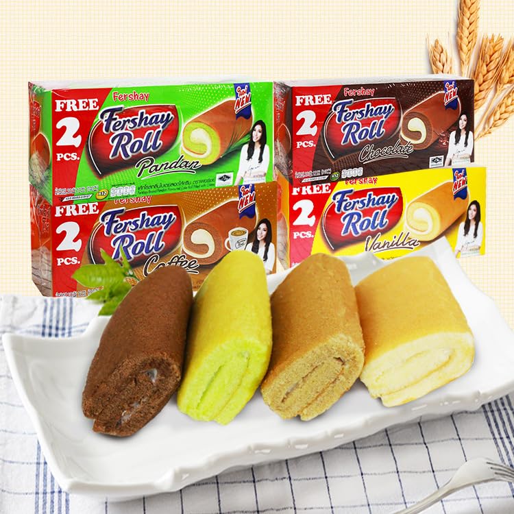 Fershay Banana Cake Rolls Filled With Cream, (Pack of 14), 8.32 Oz