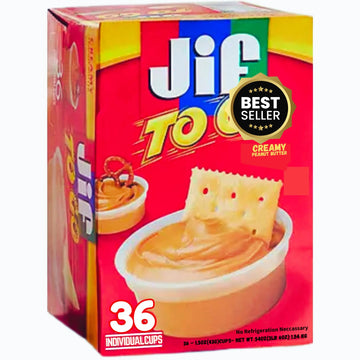 JIF To Go Creamy Peanut Butter Cups, Organic, 36 Count