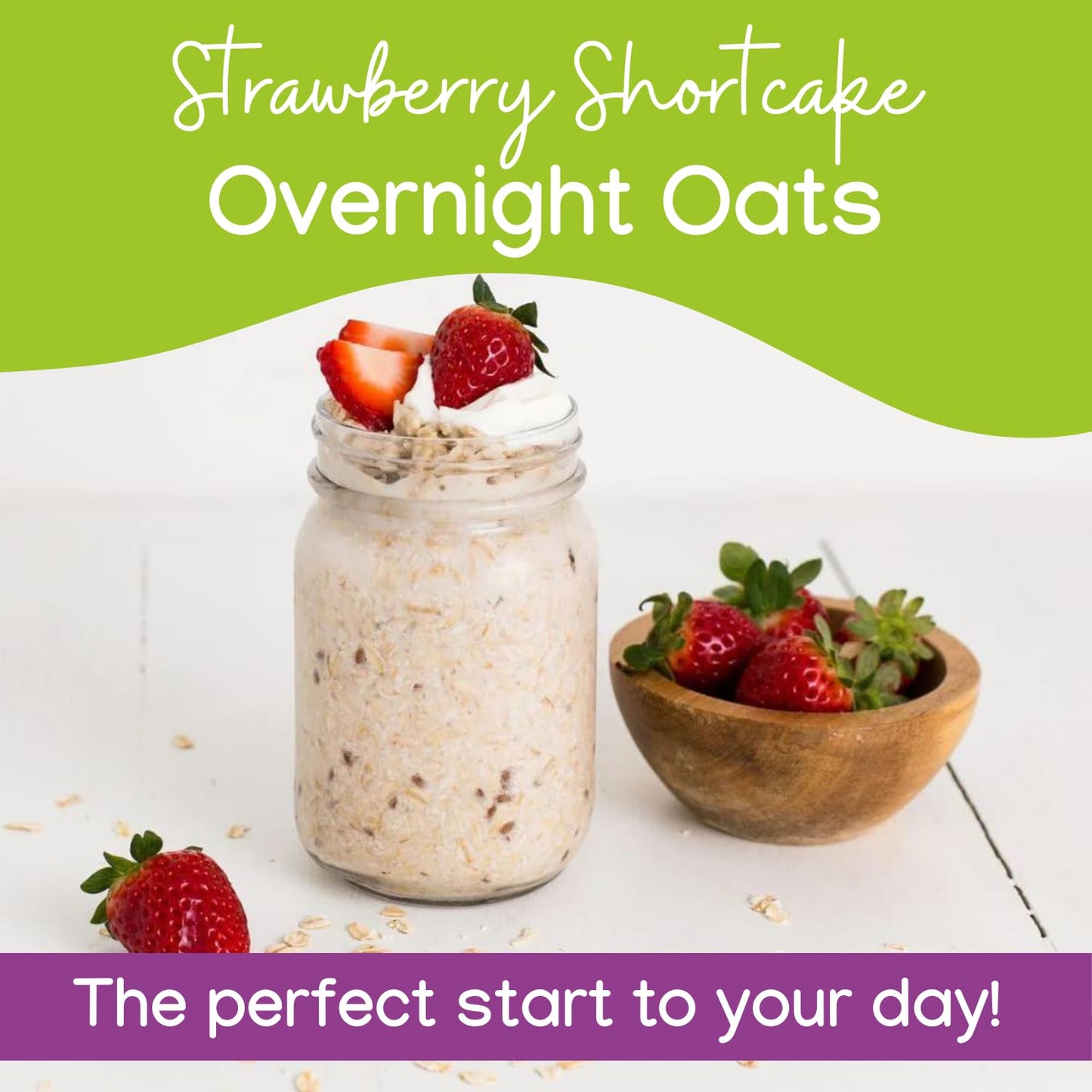Molly & You Overnight Oats Strawberry Shortcake (Pack Of 6) - Healthy Natural Source Of Protein Oatmeal Breakfast, A Vegan Frien