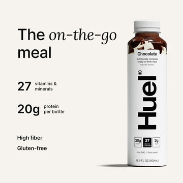 Huel Ready-to-Drink Chocolate Meal Replacement, 20g Protein, Vegan, 16.9 Fl Oz (Pack of 12)