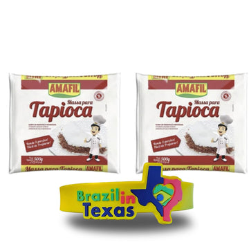 Massa para Tapioca Brasileira Amafil 500g | Pack 2x500g | Brazilian Hydrated Manioc Starch + Silicone Bracelet Souvenir | Brazil