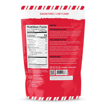 Lakanto Sugar Free Peppermint Drinking Chocolate - Cold Or Hot Cocoa Powder Mix, Shelf Stable Probiotics, Monk Fruit Sweetener,