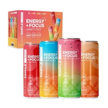 Clean Simple Eats Energy Drink, 100mg Organic Caffeine, B Vitamins, Zero Sugar, 8 Pack, Variety Pack, 12 Oz Cans