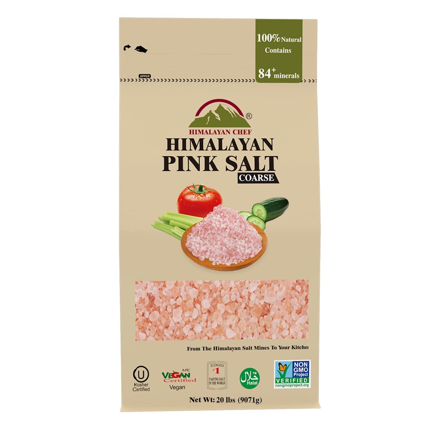 Himalayan Chef Himalayan Pink Salt Coarse Grain - 20 Lbs. Bulk Size for Grinders Refill, 100 Natural & Pure Himalayan Salt - Bag