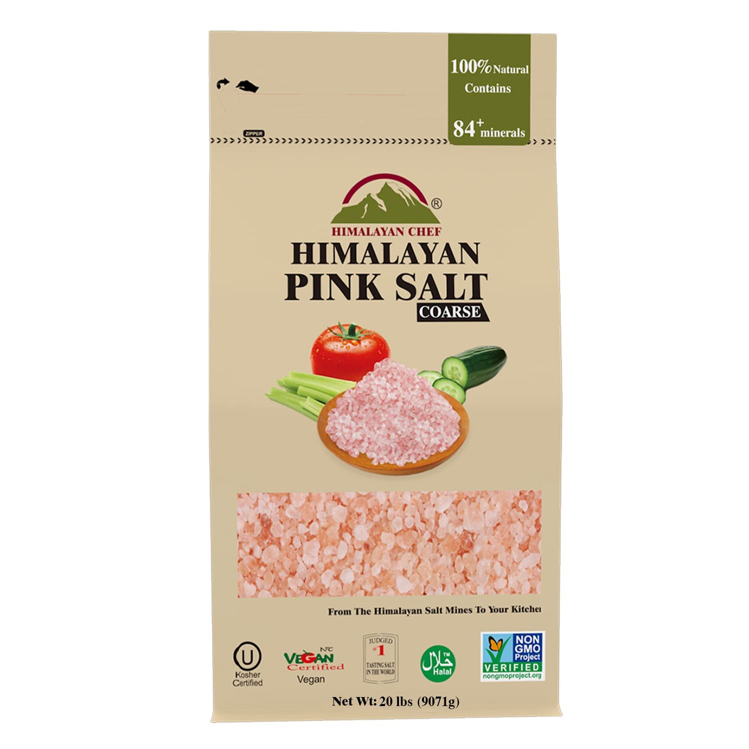 Himalayan Chef Himalayan Pink Salt Coarse Grain - 20 Lbs. Bulk Size for Grinders Refill, 100 Natural & Pure Himalayan Salt - Bag
