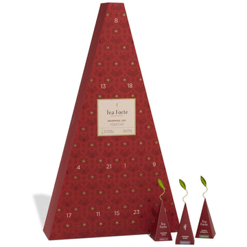 Tea Forte Tea Advent Calendar Gift Set; 24 Individually Wrapped Handcrafted Assorted Pyramid Infuser Tea Bags With Numbered Doors, Warming Joy