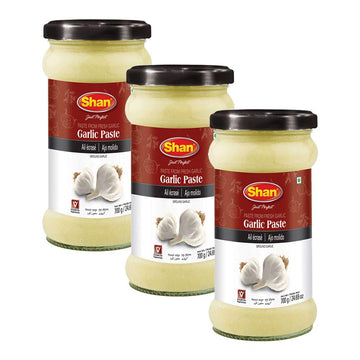 Shan Garlic Paste 24.69 Oz (700G) - Fresh Ground Garlic Cooking Paste In Airtight Glass Jar | Organic Minced Garlic For Flavorful Dishes - Vegetarian Friendly (Pack Of 3)