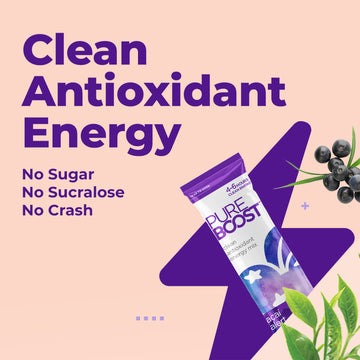 Pureboost Clean Energy Drink Mix - Sugar-Free, B12, Electrolytes, 30 Count, Acai Alert