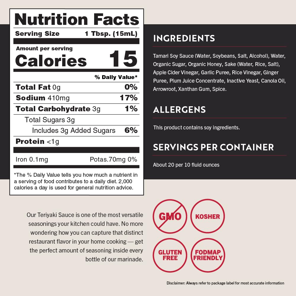 San-J - Gluten Free Teriyaki Sauce - Well-balanced Sauce for Cooking - Non-GMO - 10 oz. Bottle