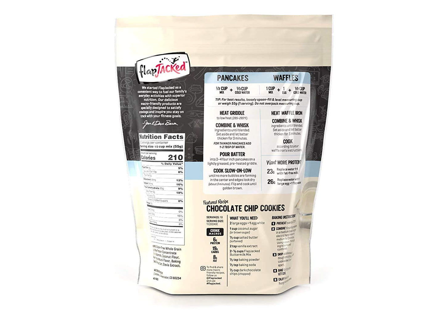 FlapJacked Protein Pancake & Baking Mix, Gluten-free Buttermilk, 24oz, 2 Pack