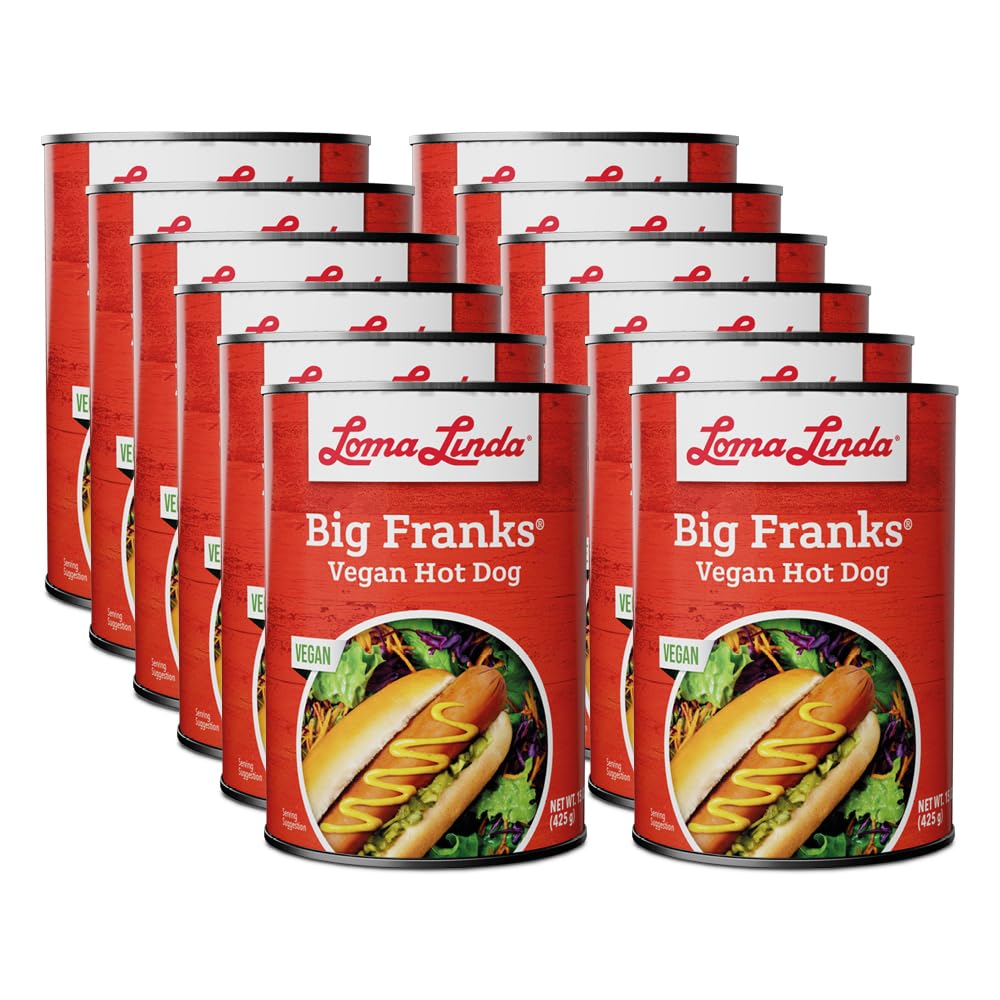 Vegan Meat Hot Dogs Alternative - Loma Linda Big Franks Plant-Based Sausages, Meatless Protein, Vegetarian Frankfurters, Non-GMO