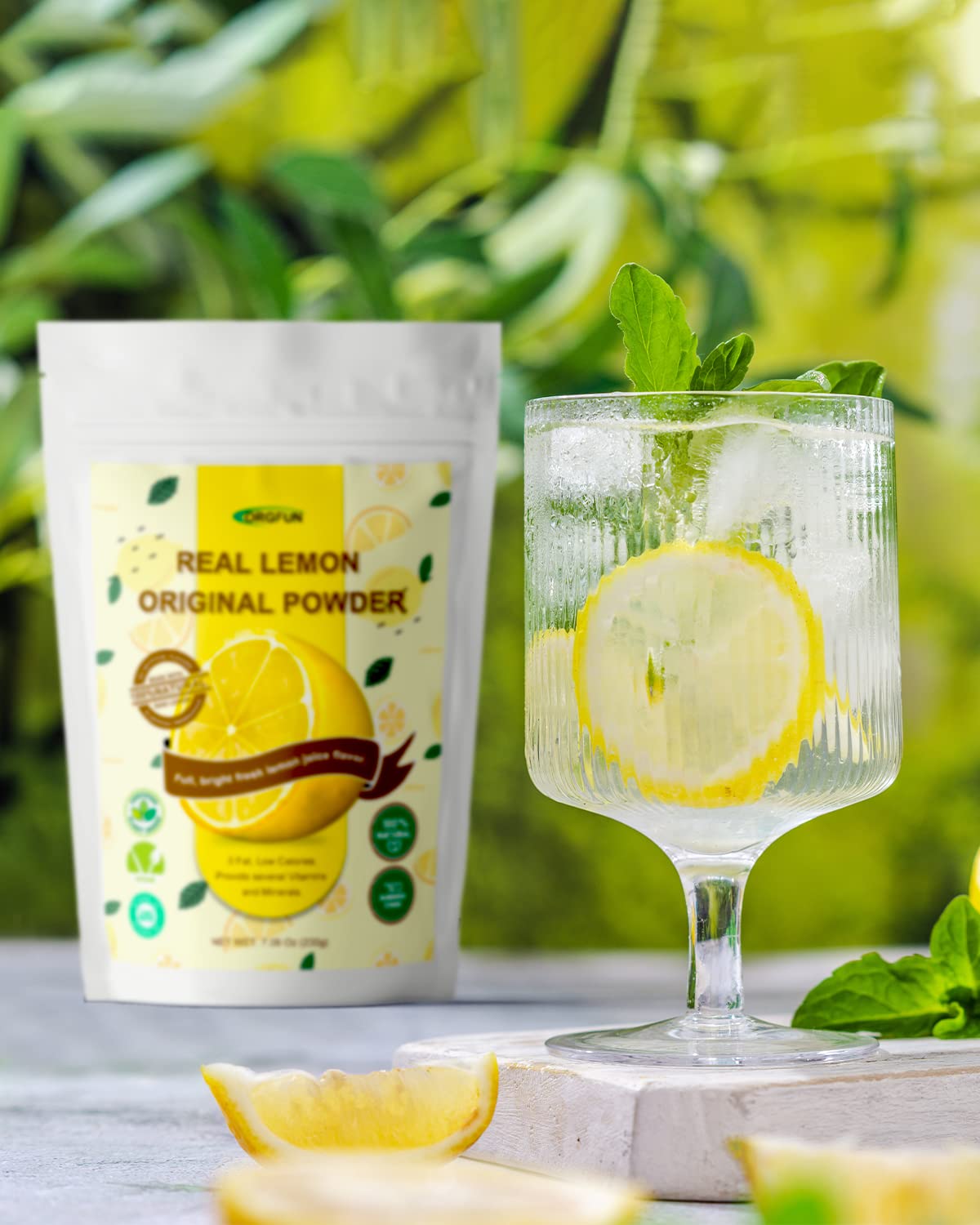 ORGFUN Original Lemon Powder, Freeze Dried Lemon Juice Powder, Great for Beverages, Smoothies, Baking 7.06 Oz