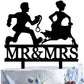 Mr And Mrs Cake Topper, Funny Wedding Cake Topper - The Groom Is Chasing His Lovely Runaway Bride With Handcuffs, Funny Bride An
