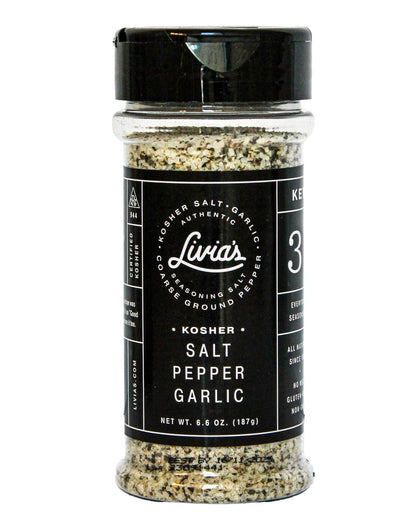 Livias Salt Pepper Garlic Seasoning | Unlocks & Elevates Flavors of Steak, Chicken, Burgers & More | Kosher, Gluten-Free & MSG-
