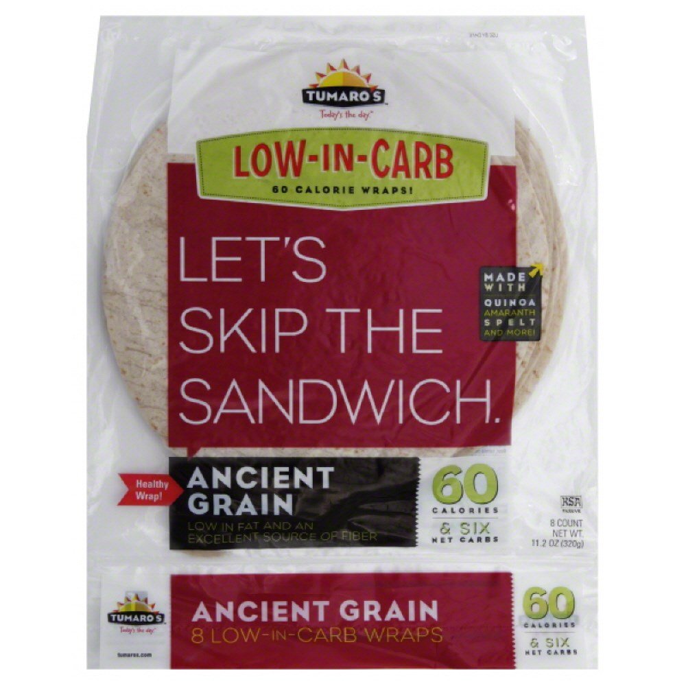 Tumaro'S 8'' Carb Wise Tortilla Wraps - Ancient Grain - 8 Count - Case Of 6