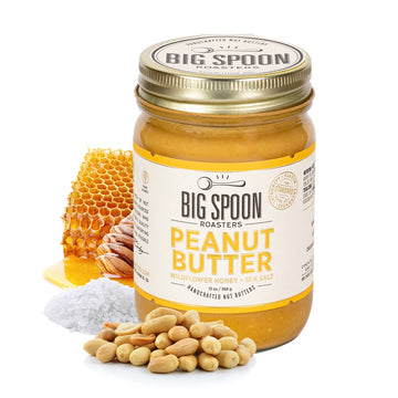 Big Spoon Roasters Peanut Butter, Creamy, Low Sugar, with Wildflower Honey & Sea Salt, 13 Ounces