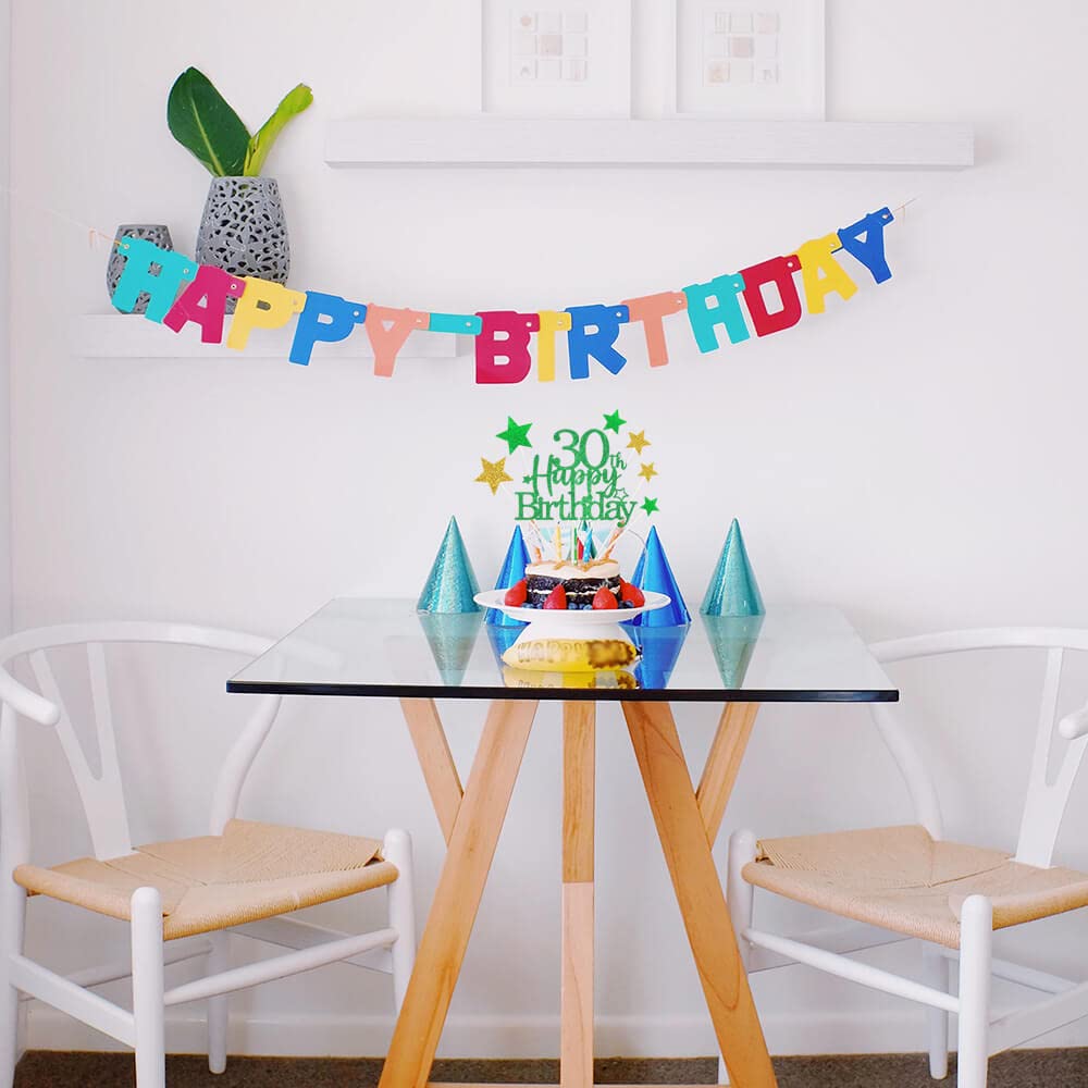 Glittery 30Th Happy Birthday Cake Topper With Star,Personalised 30 Birthday Cake Toppers Party Decorations Party Supplies For Bo