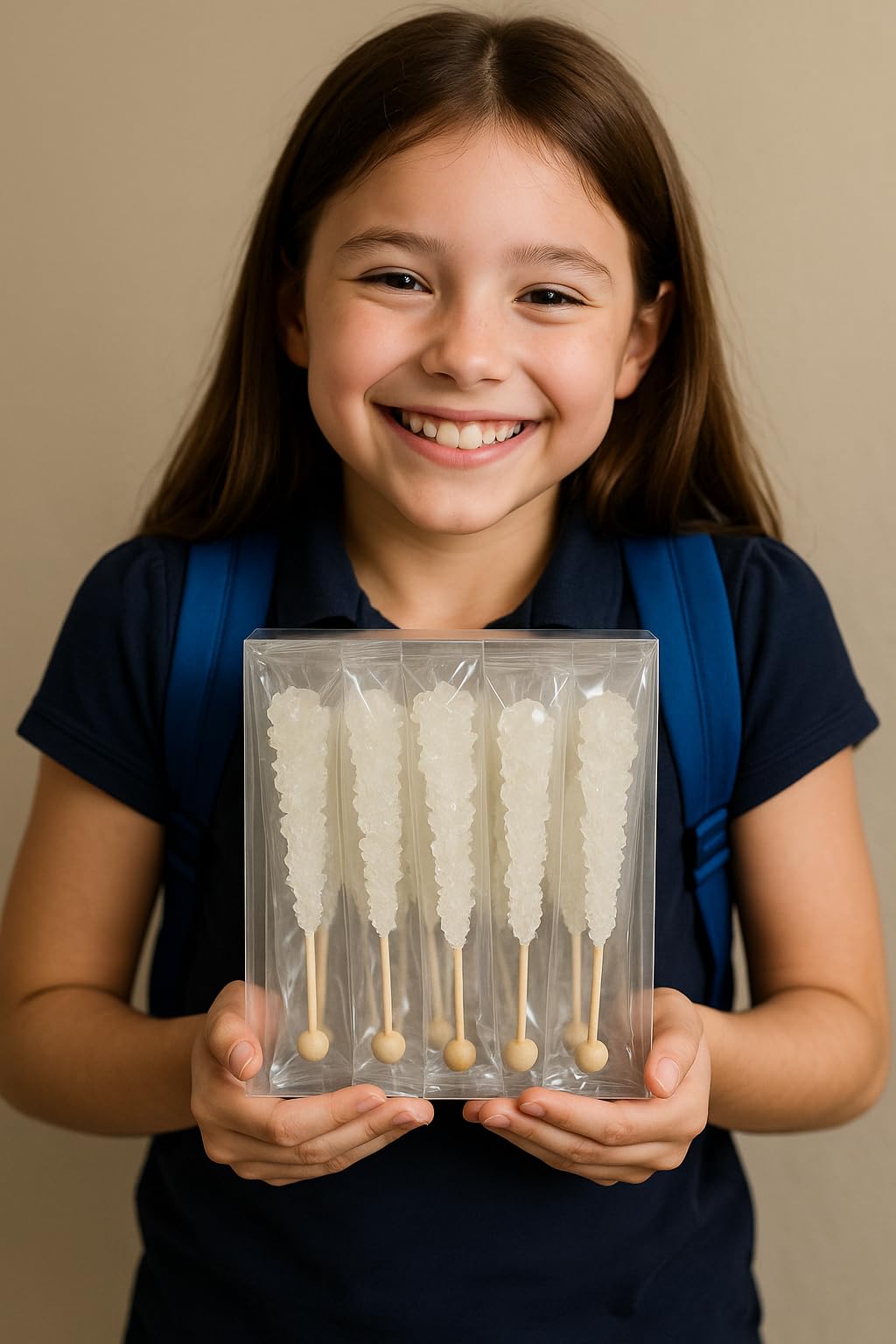 SweetGlob Classic Rock Candy Sticks, Individually Wrapped Lollipops, Clear White, 12 Count